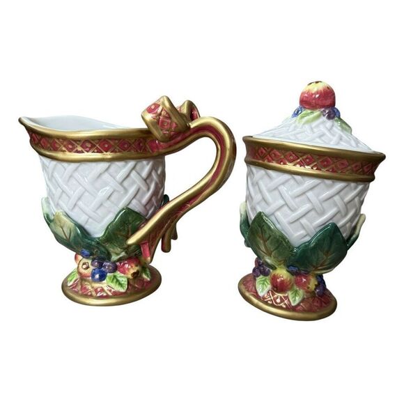 Fitz and Floyd vintage ceramic Holiday Swan Sugar and Creamer Never used - Picture 1 of 8